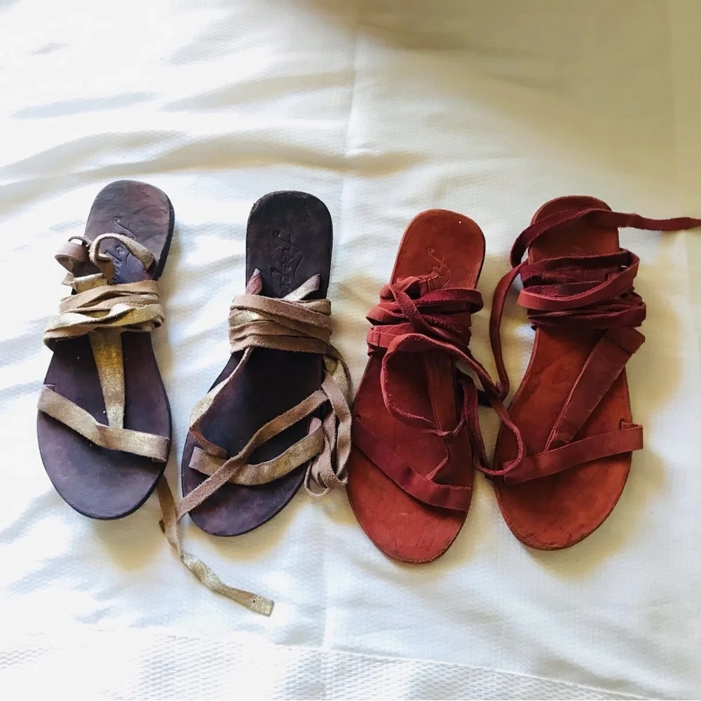 Free people gladiator Women's Sandals in Red and Brown LOT